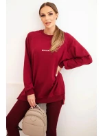 Dámská souprava bavlněná mikina a legíny s nápisem Minimal bordový