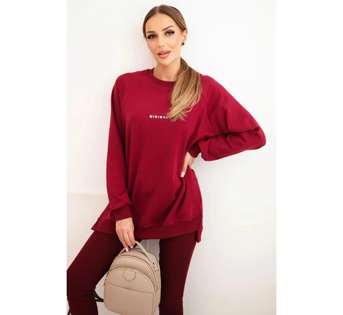 Dámská souprava bavlněná mikina a legíny s nápisem Minimal bordový