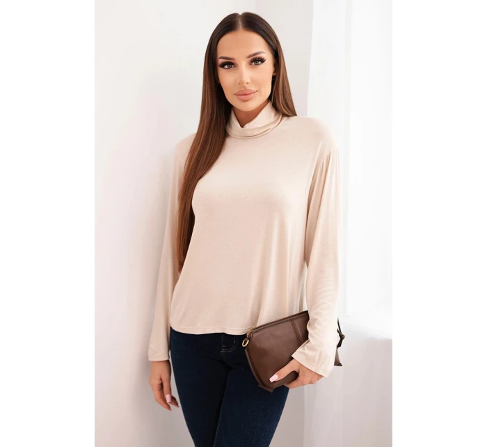 Dámská viskózová blůza s rolákem a dlouhým rukávem béžová Dámská viskózová blůza s rolákem a dlouhým rukávem béžová