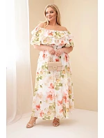 Dámské šaty Plus Size s volánem model 22092398 a elastickým pasem maxi olivová - K-Fashion