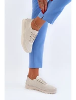 Kožené Sportovní Dámské Tenisky Beige Lalnai Kožené Sportovní Dámské Tenisky Beige Lalnai