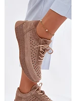 Kožené polobotky sneakers dámské vzorované Sergio Leone SP-013 Světle hnědé Kožené polobotky sneakers dámské vzorované Sergio Leone SP-013 Světle hnědé