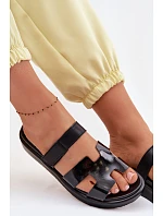 Kožené dámské pantofle na suchý zip černé model 22091756 - Boto Kožené dámské pantofle na suchý zip černé model 22091756 - Boto