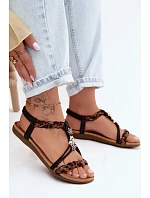 Dámské sandály s přezkami a pásky Černé Panterka model 22136699 - EVENTO