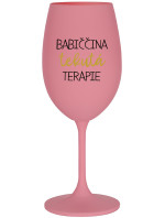 BABIČČINA TEKUTÁ TERAPIE - růžová sklenice na víno 350 ml