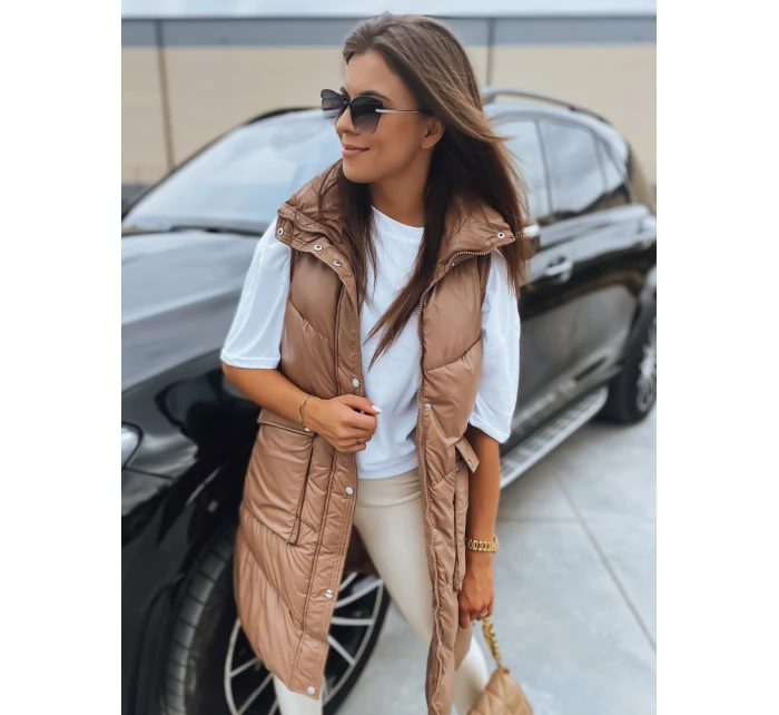 Dámská prošívaná vesta camel Dstreet model 21965444 - FashionStreet