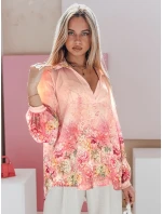 Dámské květované tričko oversize FLOWERS pink FashionStreet DY0470