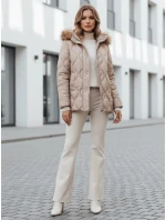 Dámská zimní bunda prošívaná s kapucí béžová Dstreet model 21990871 - FashionStreet