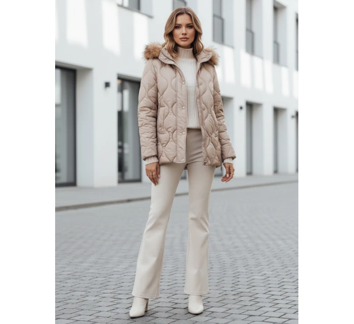 Dámská zimní bunda prošívaná s kapucí béžová Dstreet model 21990871 - FashionStreet
