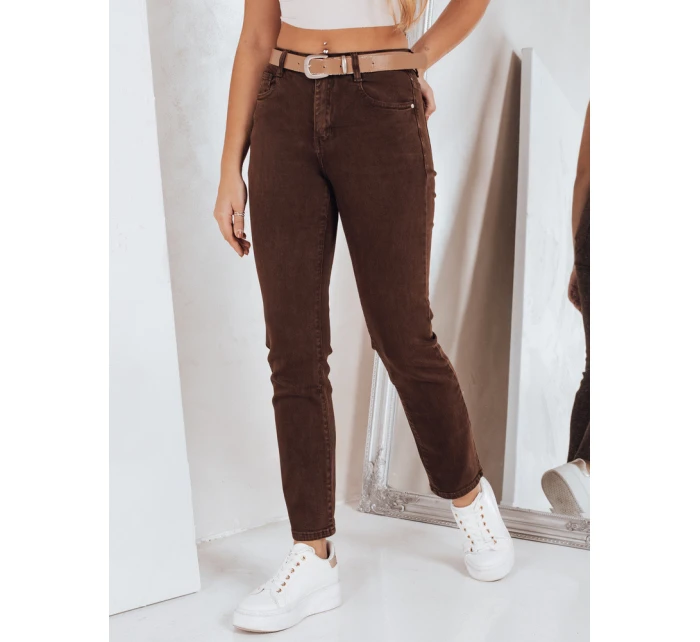 Dámské úzké zúžené džíny hnědé FashionStreet UY2843
