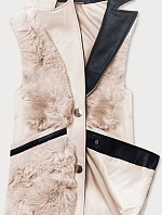 Krémová dámská vesta s kožíškem (BR9593-46)