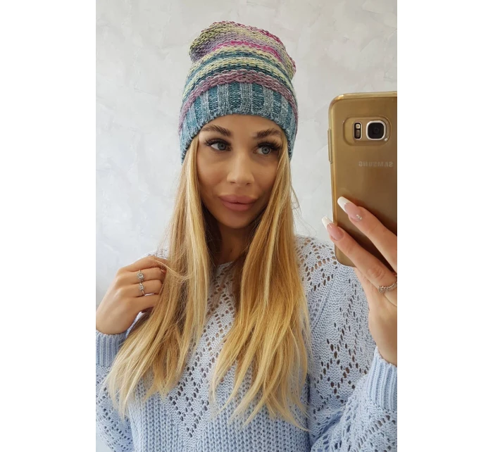 Fleecová čepice Krystyna K207 fuchsiová+modrá