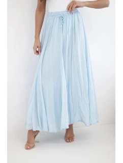Dámská maxi bavlněná sukně s gumičkou v pase modrá