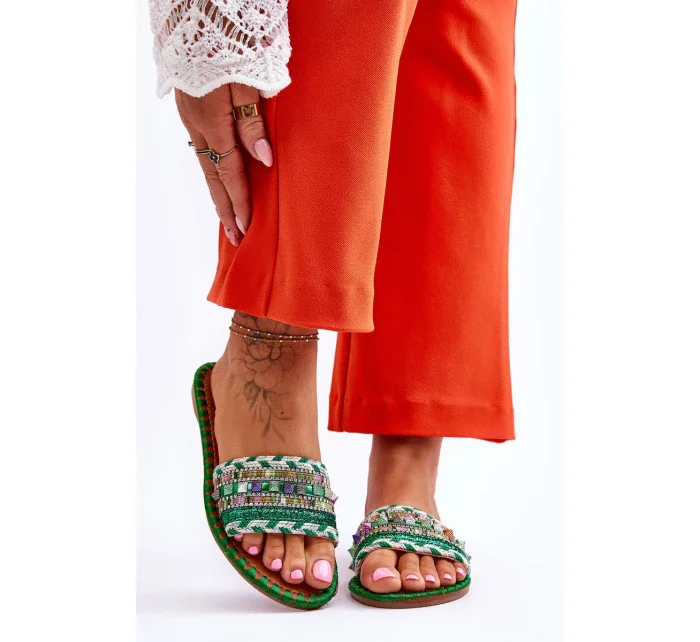 Dámské zdobené pantofle Zelene Bellisa Dámské zdobené pantofle Zelene Bellisa