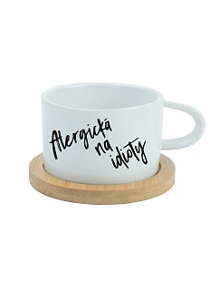 ALERGICKÁ NA IDIOTY - bílý hrníček makronka 200 ml