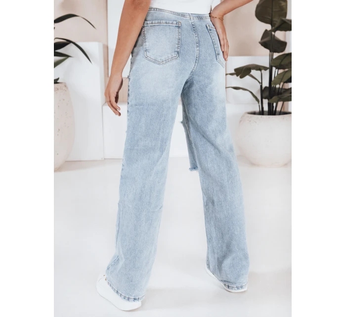 Dámské široké džíny s dírami modré FashionStreet UY2801 Dámské široké džíny s dírami modré FashionStreet UY2801