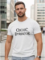 Tshirt męski klasyczny z napisem bawełniany biały model 22217887 - FashionStreet