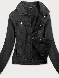 Vypasovaná černá dámská džínová bunda (F2331)