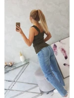 Halenka s nařasenými ramínky v barvě khaki Halenka s nařasenými ramínky v barvě khaki