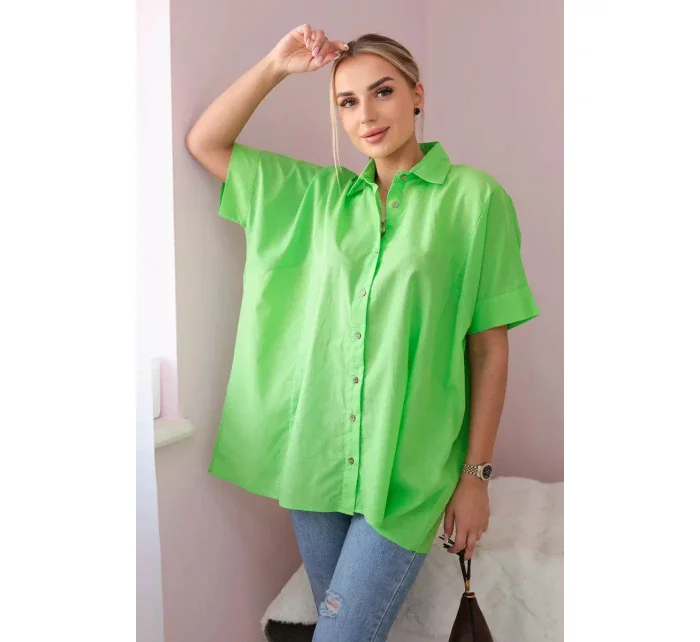 Bavlněná košile s krátkým rukávem jasně zelená