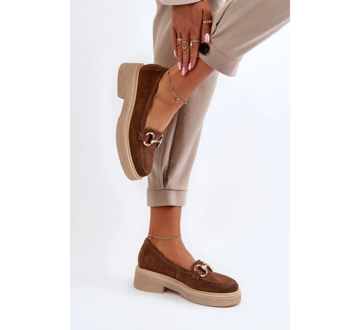 Zazoo 3429 Zamszové Dámské Mokasíny S Ozdobou Hnědé