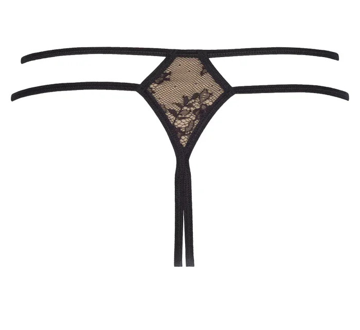 Tanga Peanut tarte V-7848 černá/béžová - Axami