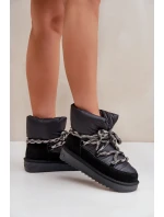 Semišové dámské sněhule s hrubým šněrováním D.Franklin DFSH375003 Černé