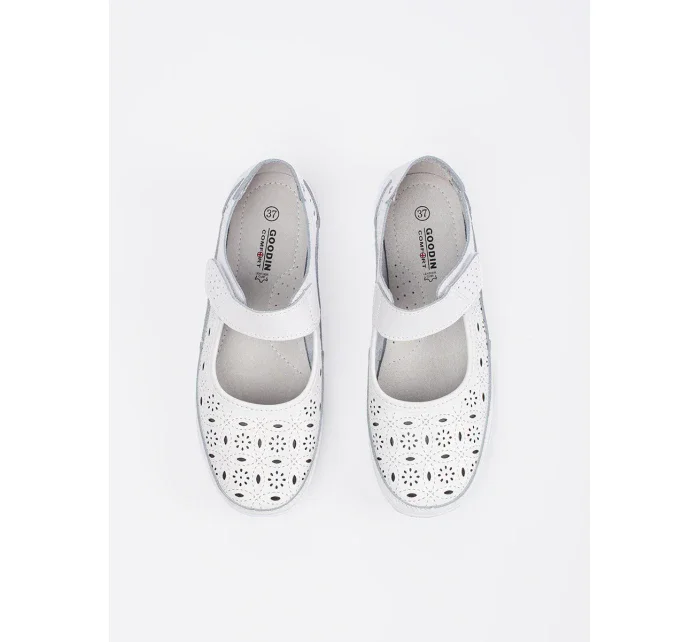 Moderní bílé  baleríny dámské na plochém podpatku