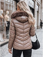 Dámská prošívaná zimní bunda s kapucí MIRIAL tmavě béžová FashionStreet TY3771 Dámská prošívaná zimní bunda s kapucí MIRIAL tmavě béžová FashionStreet TY3771