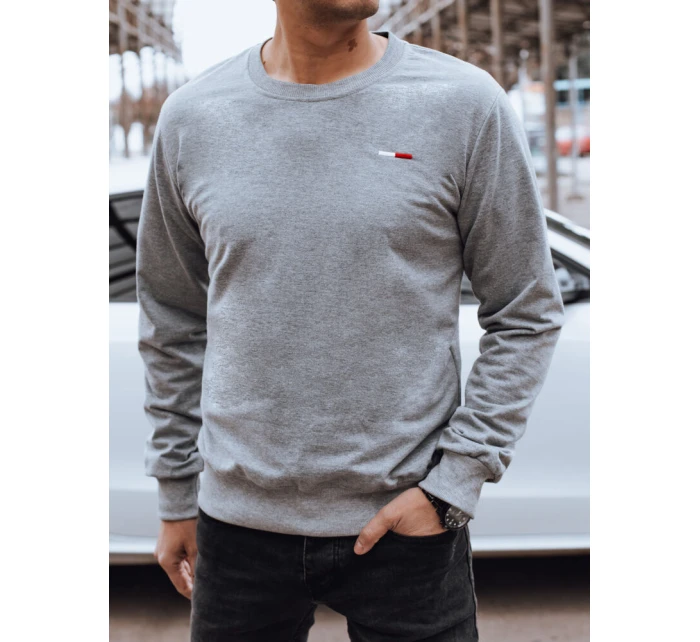 Pánská šedá mikina FashionStreet bez kapuce BX5737