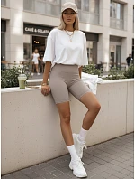 Dámské cyklistické šortky s vysokým pasem šedé FashionStreet SY0575 Dámské cyklistické šortky s vysokým pasem šedé FashionStreet SY0575