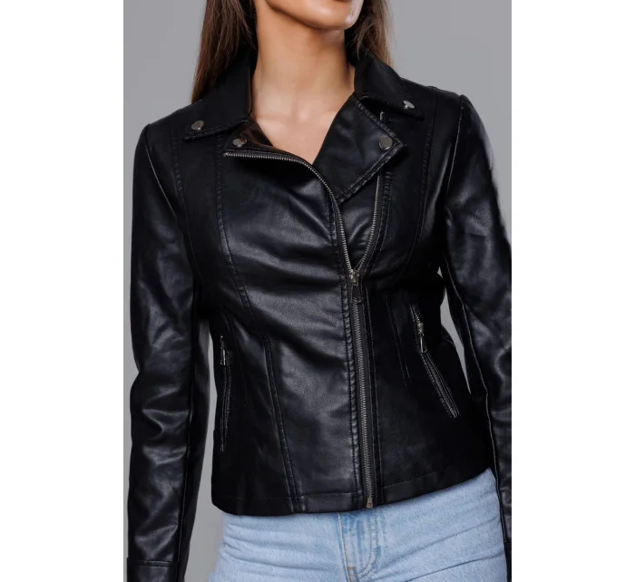 Černá dámská bunda s klopami model 18140992 - J.STYLE