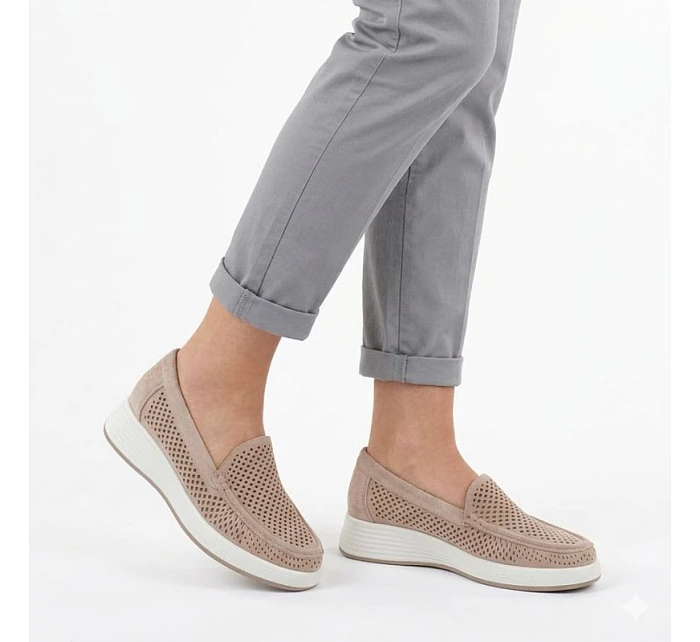 Dámské ažurové boty na platformě nude Sergio Leone MK097H