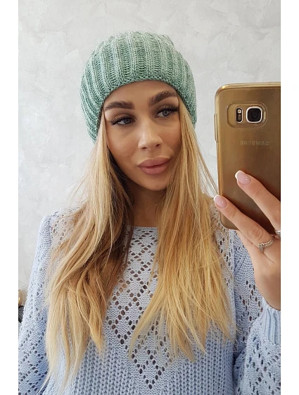 Magda K293 tmavě mátová čepice s model 21798547 lemem - K-Fashion