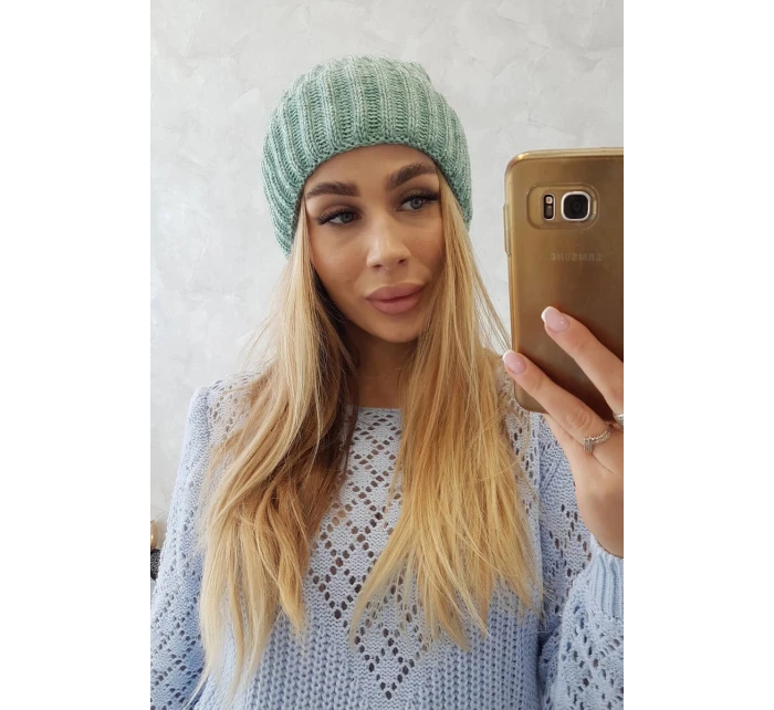 Magda K293 tmavě mátová čepice s ohrnovacím lemem Magda K293 tmavě mátová čepice s ohrnovacím lemem