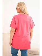 Dámská bavlněná halenka Plus Size s model 22185751 růžová - K-Fashion