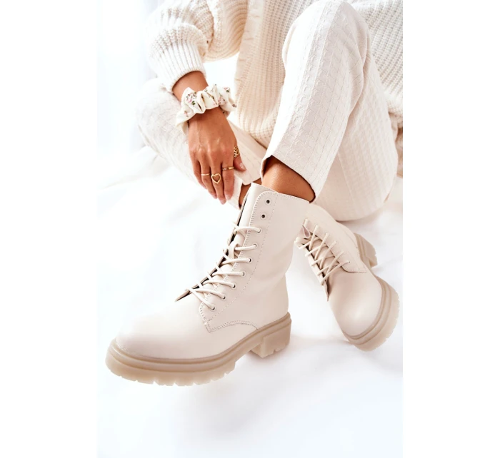 Kotníkové Ploché Workery Boty Béžové Rozelle Kotníkové Ploché Workery Boty Béžové Rozelle