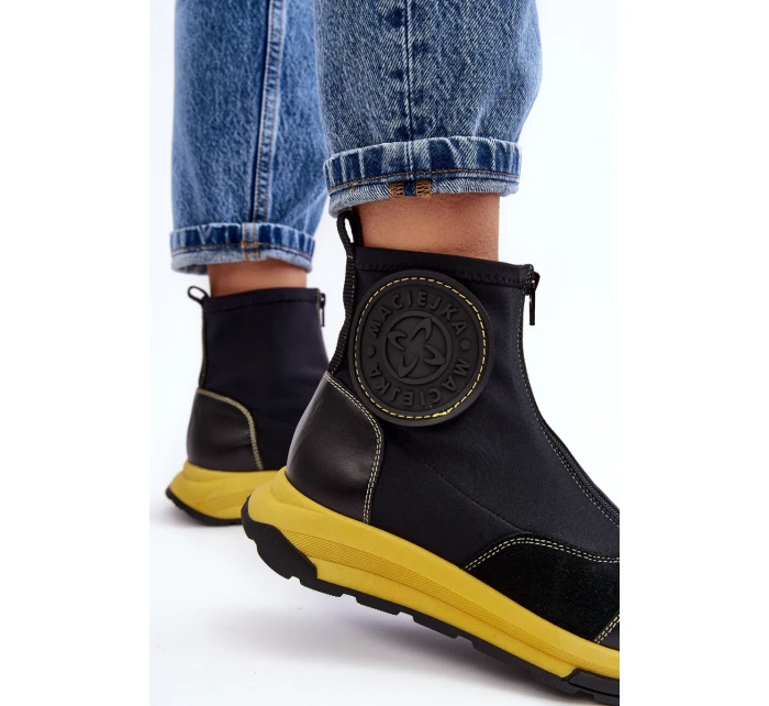 Dámské kožené boty s zipem model 21638709 černé - Maciejka