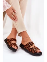 Dámské Pantofle S Leopardím Vzorem Na Platformě S Přezkami Hnědé Simbes Dámské Pantofle S Leopardím Vzorem Na Platformě S Přezkami Hnědé Simbes