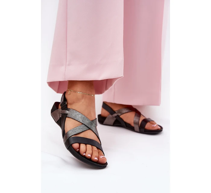 Plné Kožené Sandály Dámské Zazoo 40032 Černé