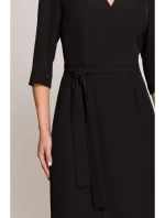 S396 Šaty se zavinovacími detaily ve střední délce - černé