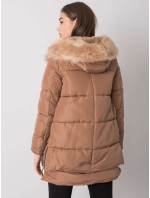 Dámská velbloudí zimní bunda s kapucí