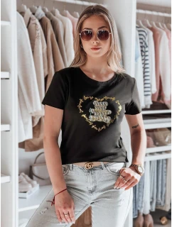 TEDDYCAP dámské tričko s medvídkem černé FashionStreet RY2746