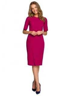 S317 Pouzdrové šaty s dvojitým předním dílem - švestka