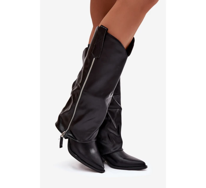 Dámské kotníkové kozačky kovbojky na podpatku Palira – černé, eko kůže Dámské kotníkové kozačky kovbojky na podpatku Palira – černé, eko kůže