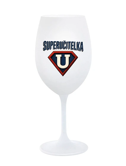 SUPERUČITELKA (ZNAK) - bílá sklenice na víno 350 ml SUPERUČITELKA (ZNAK) - bílá sklenice na víno 350 ml