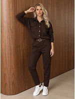 Dámská souprava s blůzou a kalhotami, hnědá, FashionStreet AY1237 Dámská souprava s blůzou a kalhotami, hnědá, FashionStreet AY1237