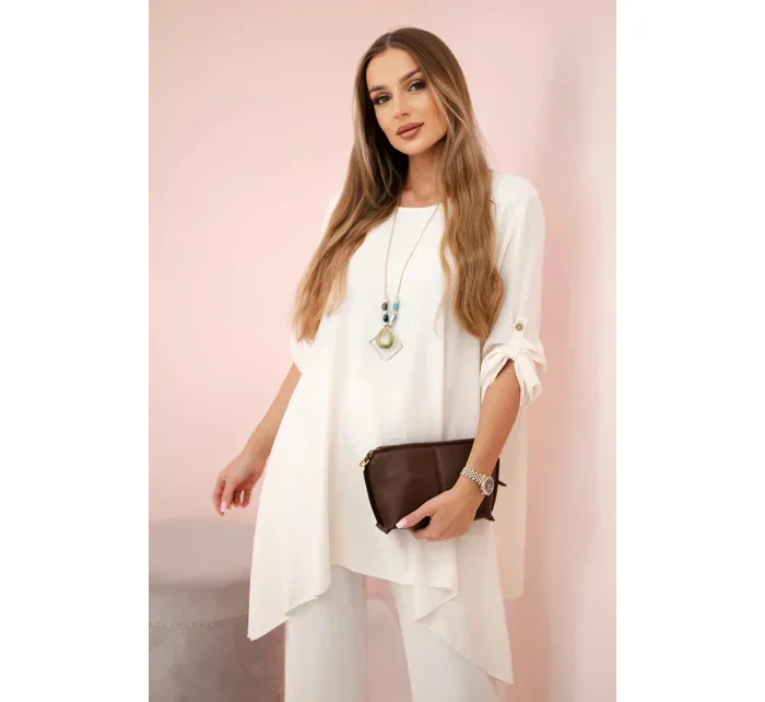 Sada halenky + kalhot s přívěskem světle béžová Sada halenky + kalhot s přívěskem světle béžová