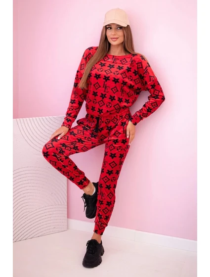 Dámská souprava z veluru s model 21149313 červený - K-Fashion Dámská souprava z veluru s model 21149313 červený - K-Fashion