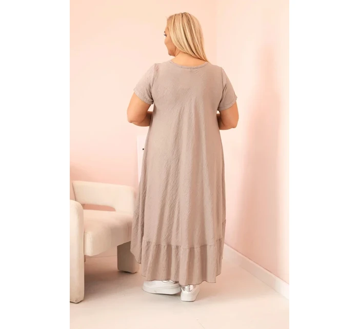 Dámské šaty plus size s krátkým rukávem a volánem z lehké viskózy fango